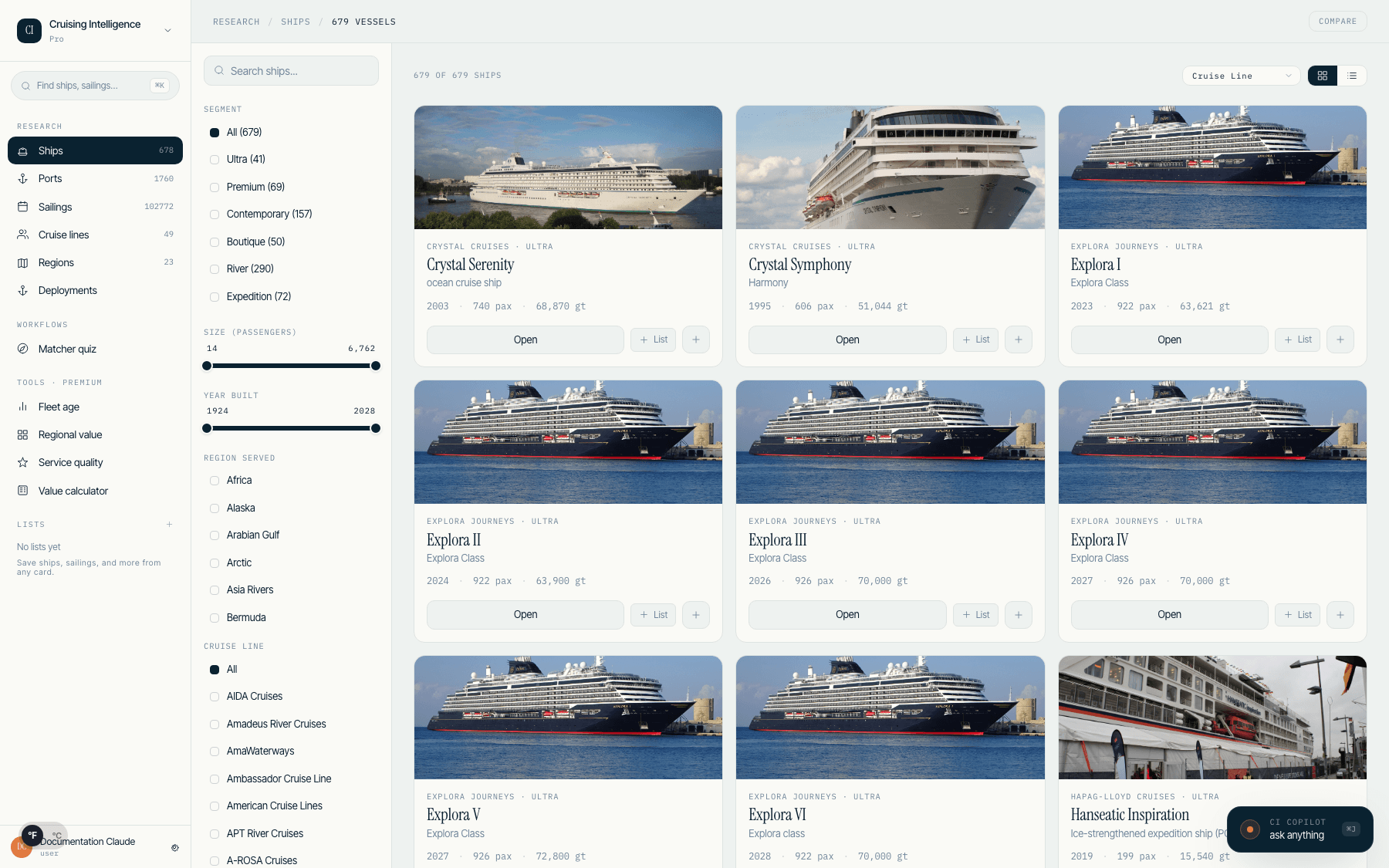 Research — ship and fleet browser